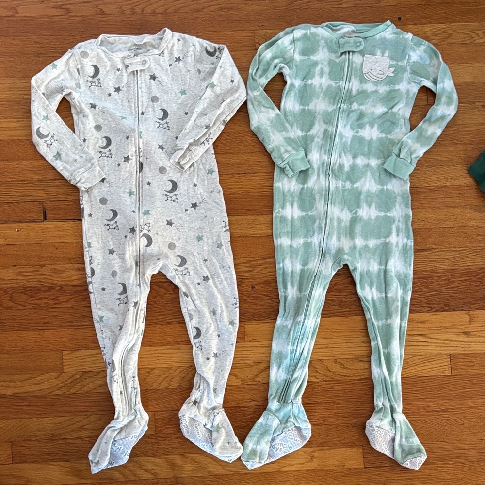 Carter’s One Piece Footies - Gray Moon and Green Tie-Dye